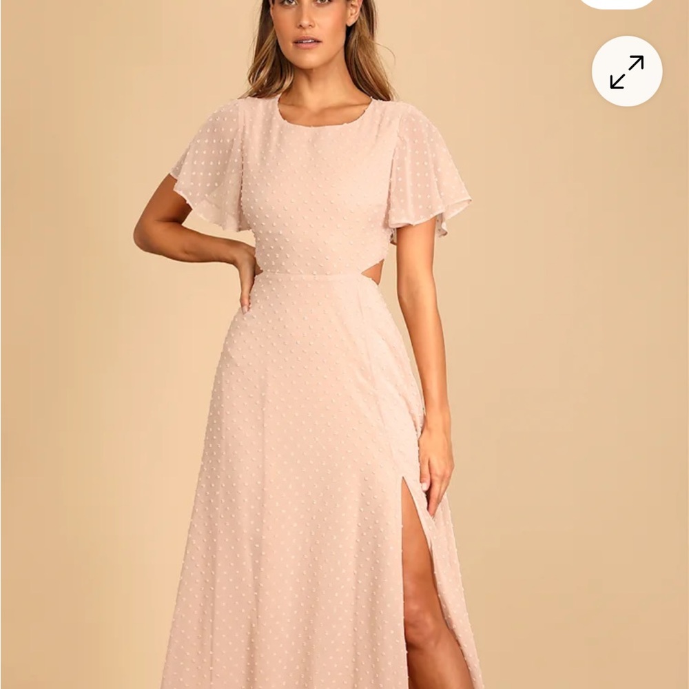 Lulus Blush Swiss Dot Wedding Guest Dress Size L